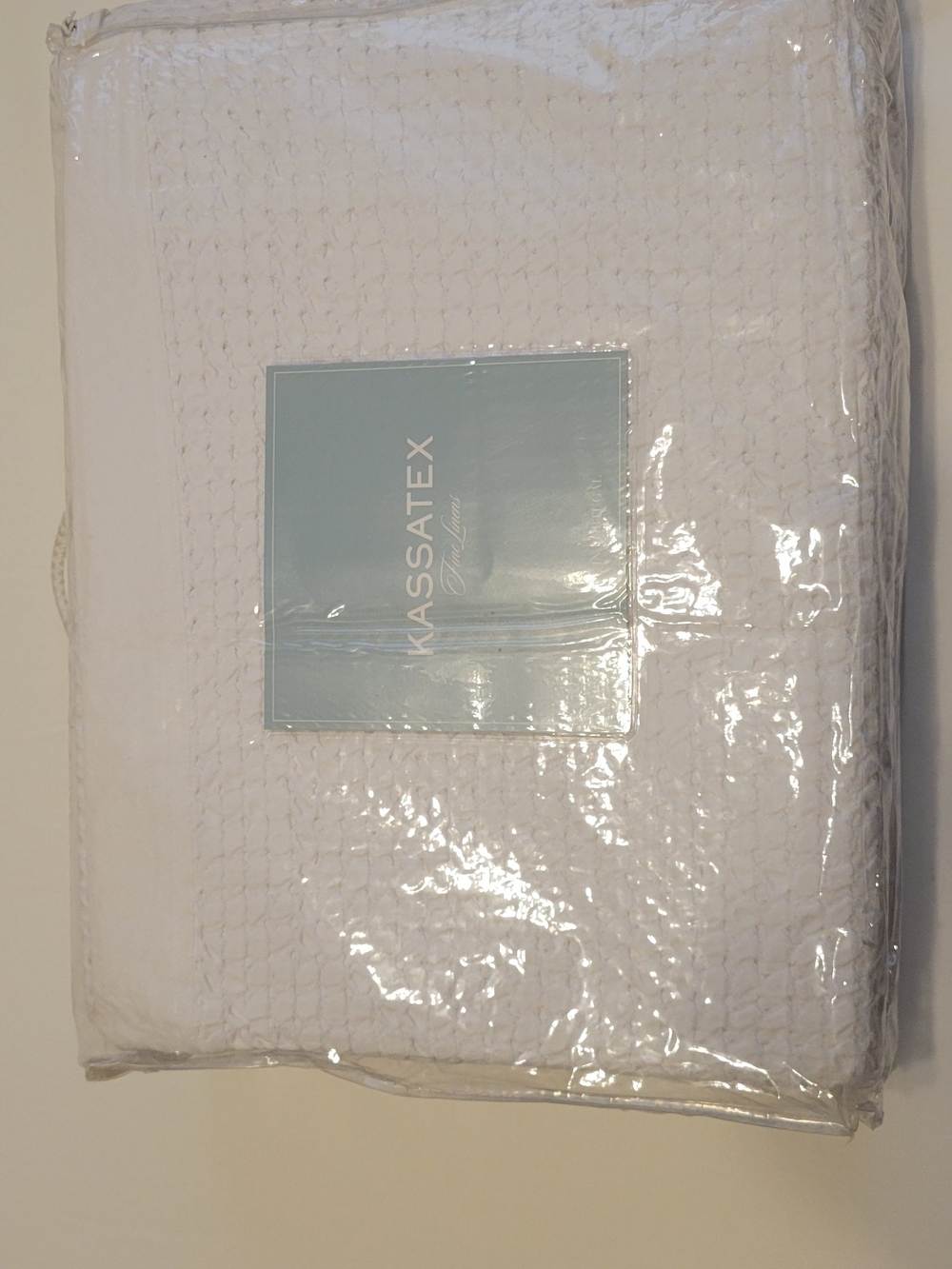 Kassatex White Waffle Cotton Coverlet, Queen
